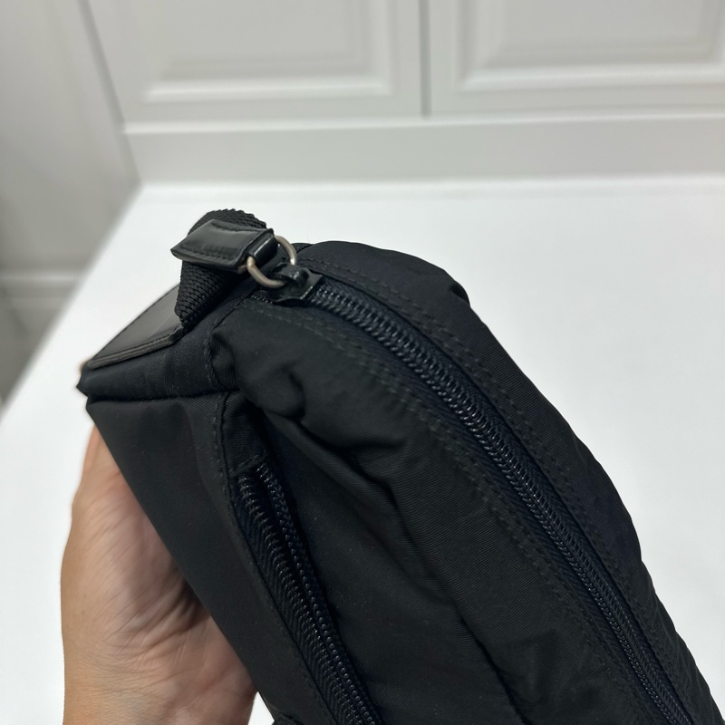 PRADA 黑色 尼龍 降落傘 三角牌 郵差包 斜背包 肩背包 手提包 側背包-15