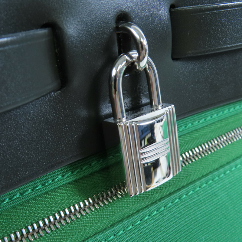 HERMES 帆布Her Bag銀扣手挽肩背兩用袋-14