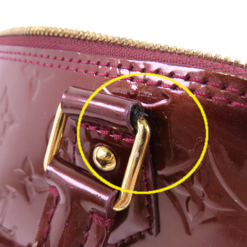 LOUIS VUITTON Monogram Vernis Alma PM Hand Bag金扣手挽袋-18