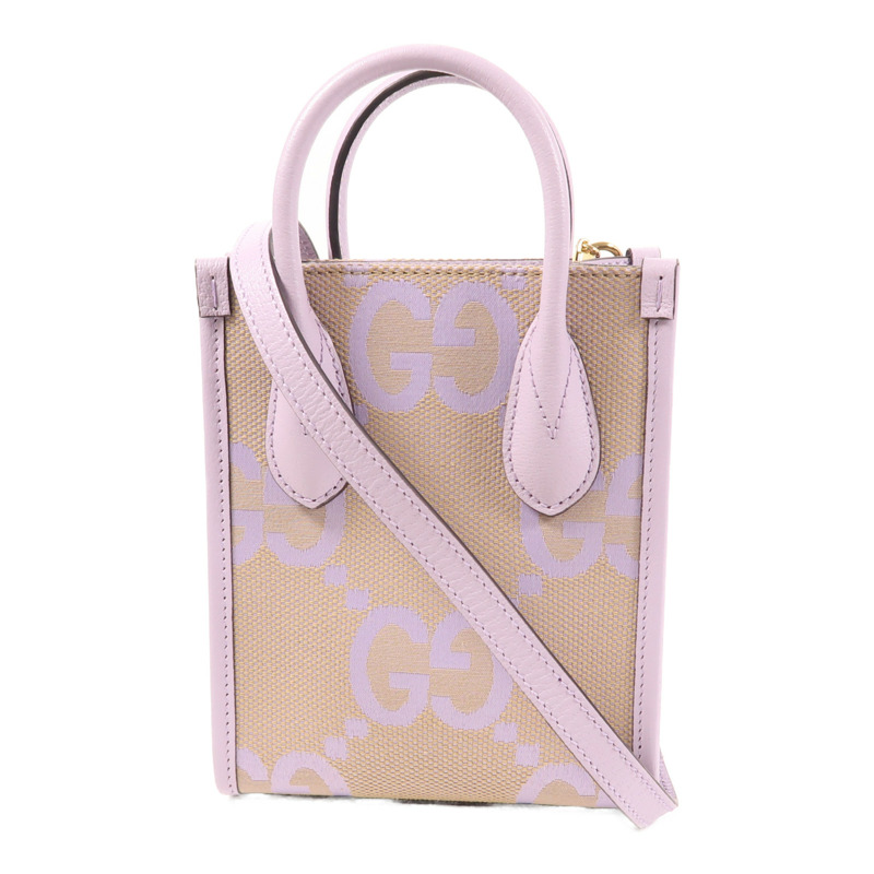 GUCCI 【激減優惠】帆布/牛皮皮革Shoulder Bag金扣手挽肩背兩用袋-0