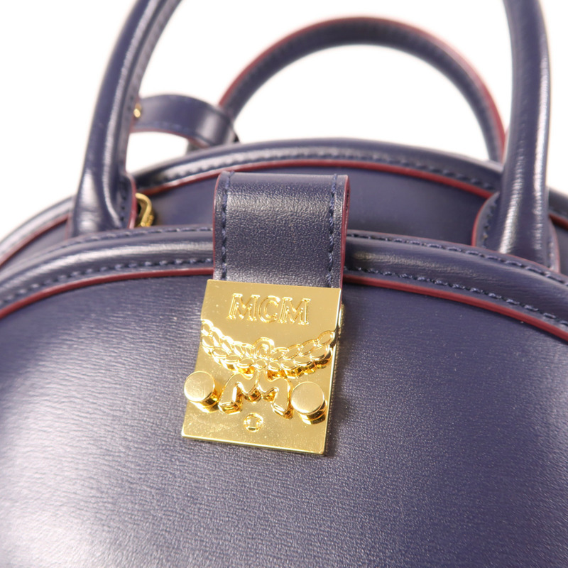 MCM 牛皮皮革2 Way Shoulder金扣手挽肩背兩用袋-7