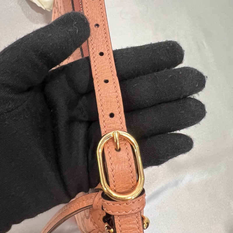 GUCCI 粉帆布單肩包-6