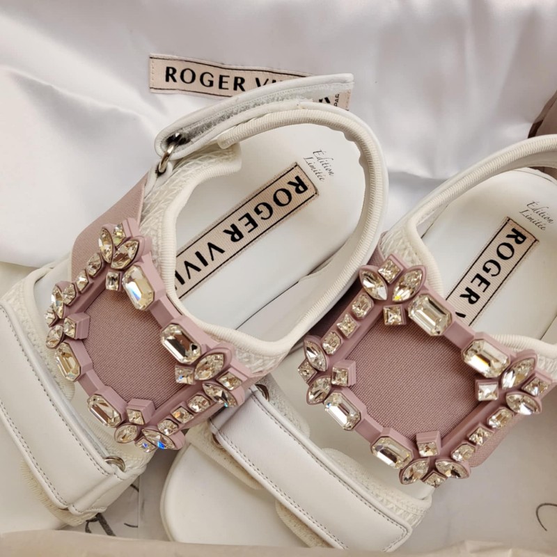 RV Sandals 粉色限定款鑽釦增高涼鞋-5