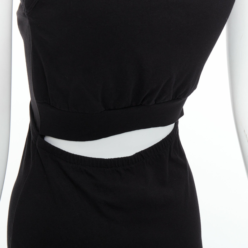 T ALEXANDER WANG black cotton chest cutout twist draped mini dress XS-1