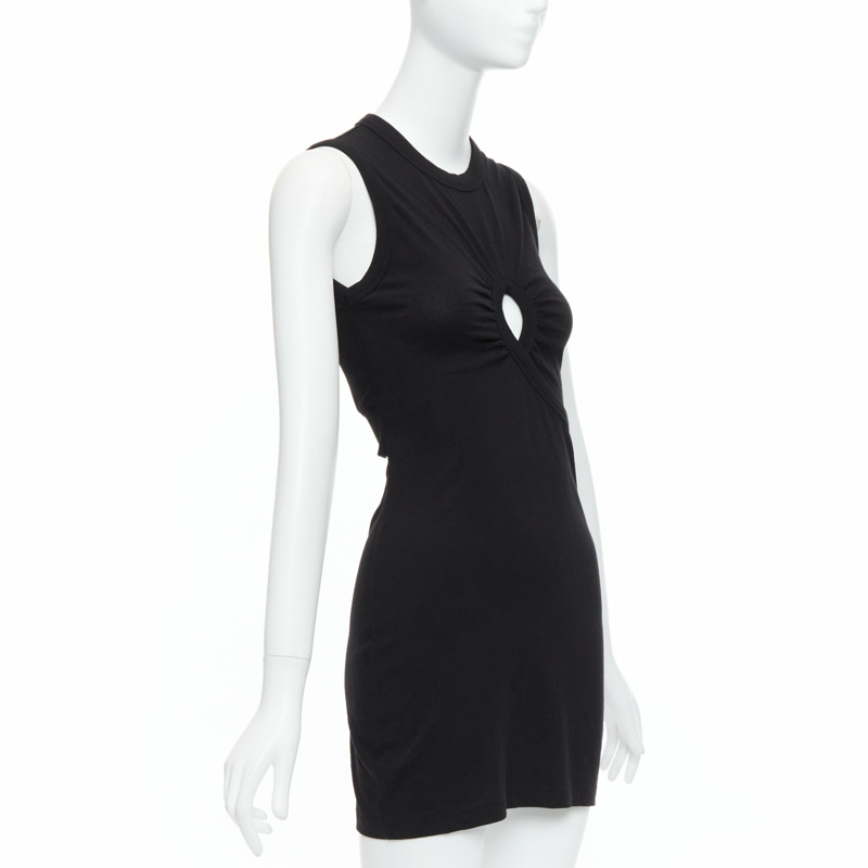 T ALEXANDER WANG black cotton chest cutout twist draped mini dress XS-2
