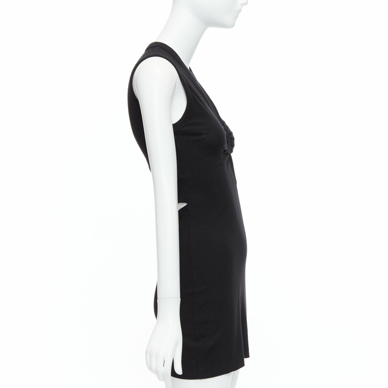 T ALEXANDER WANG black cotton chest cutout twist draped mini dress XS-3