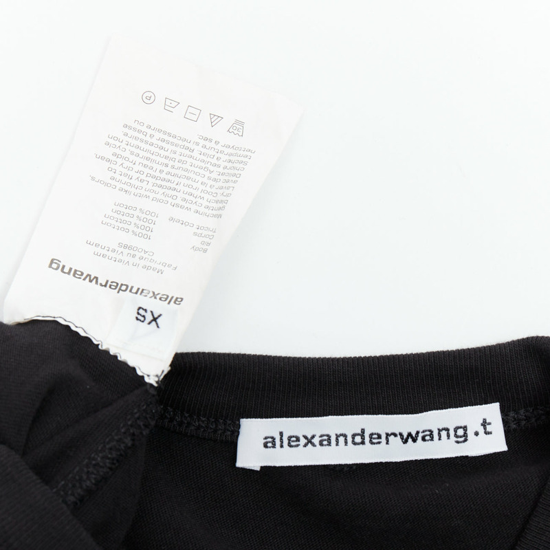 T ALEXANDER WANG black cotton chest cutout twist draped mini dress XS-7