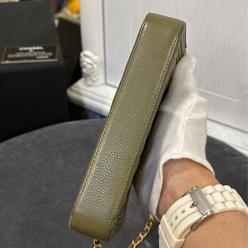 Chanel Leboy Woc荔枝牛皮斜跨鏈條包 98新配件齊全✨-6