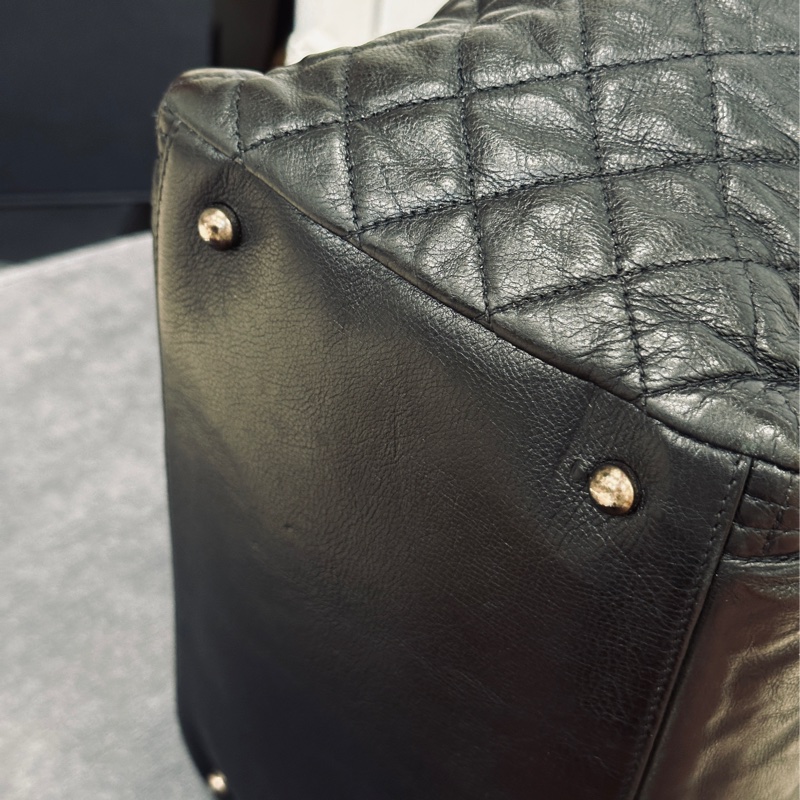 Chanel黑銀全牛皮大logo肩背托特包 98新閒置✨耐用耐看收藏品🔥-26