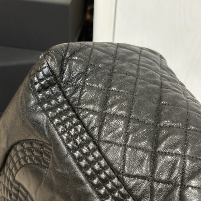 Chanel黑銀全牛皮大logo肩背托特包 98新閒置✨耐用耐看收藏品🔥-40