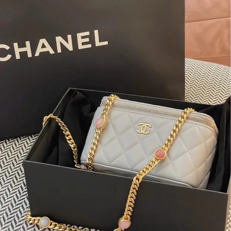 #vic限定25w入手 #全配閒置帶膜 香奈兒寶石鏈灰金盒子斜挎包 已絕版買不到🔥-0