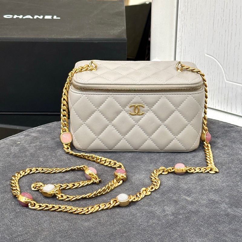 #vic限定25w入手 #全配閒置帶膜 香奈兒寶石鏈灰金盒子斜挎包 已絕版買不到🔥-3