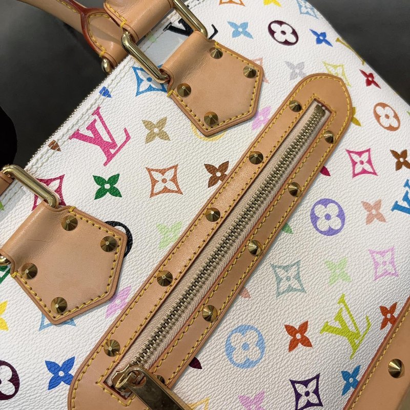 LV🤍村上隆alma白三彩絕版鉚釘貝殼包 尺寸30×23×16(其他尺寸款式私訊喔)-4