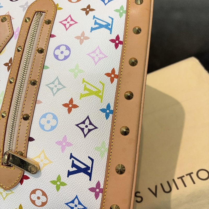 LV🤍村上隆alma白三彩絕版鉚釘貝殼包 尺寸30×23×16(其他尺寸款式私訊喔)-5