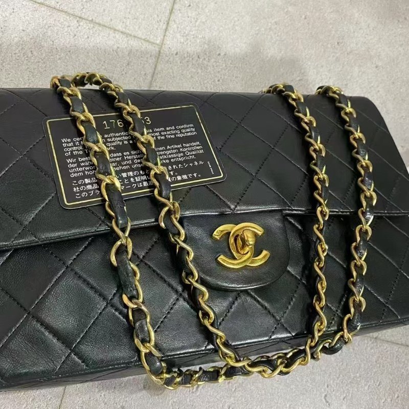 Chanel💗CF25 中古黑金羊皮 1開 配件保卡塵袋 細節私訊詢問-0