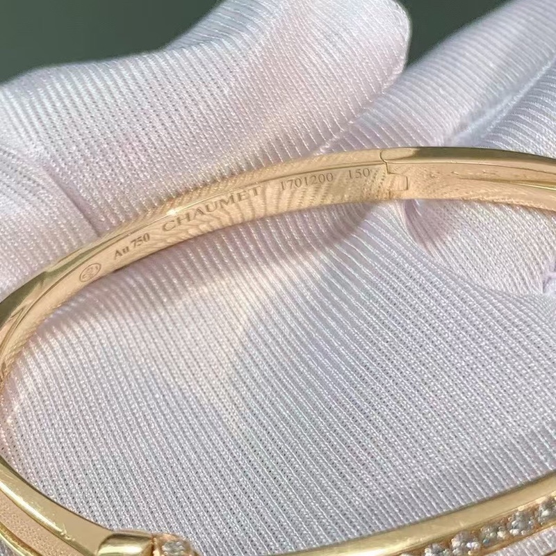 尚美 chaumet 結緣·緣系一生liens系列玫瑰金半鑽手鐲15碼,2023購入-1