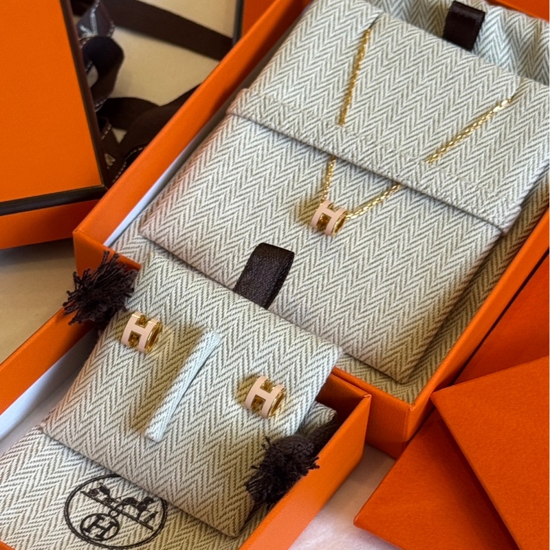 Hermes 愛馬仕 H POP 耳環 （粉金）-3