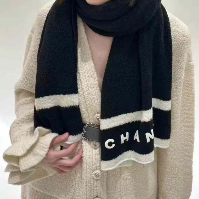 Chanel💗24n 黑白圍巾-4