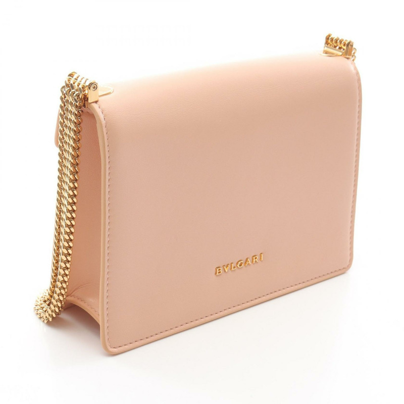 BVLGARI Serpenti Forever 鏈條單肩包 皮革 橘色 二手 女款 GHW-1