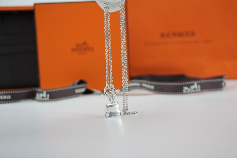 Hermes Silver925 Amulettes Kelly Pendant Necklace-5