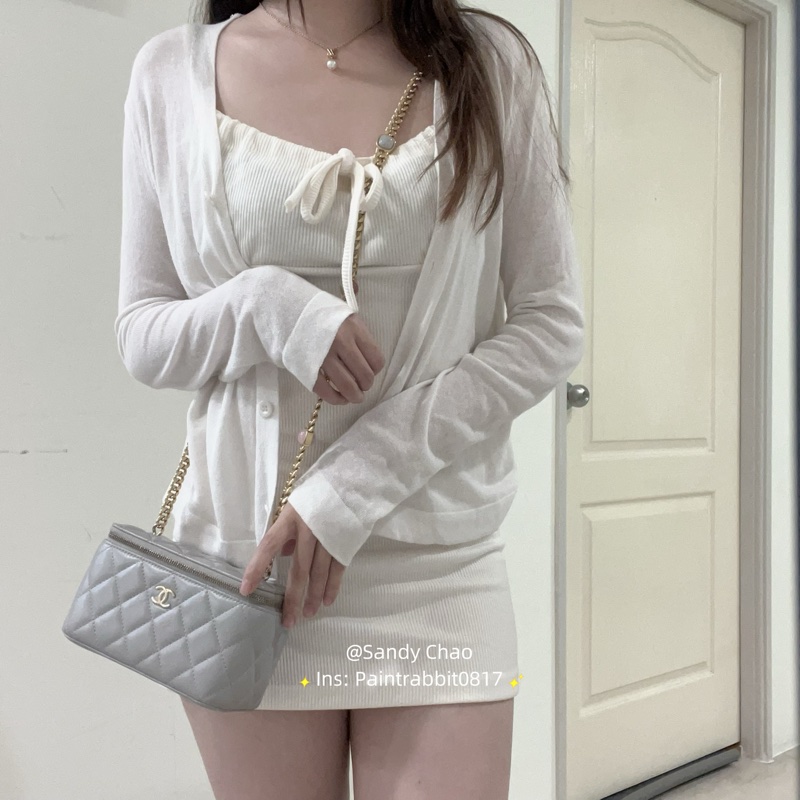 ෆ Chanel化妝包 盒子包 高級大象灰🐘芯片款-1