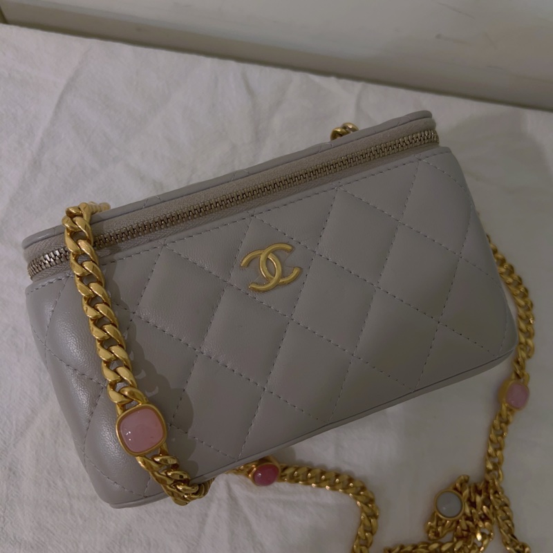 ෆ Chanel化妝包 盒子包 高級大象灰🐘芯片款-7