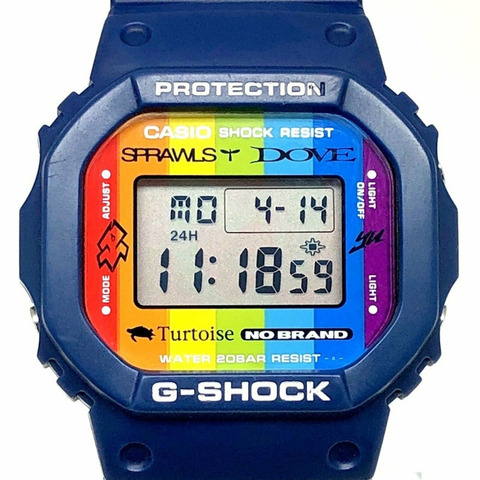 G-SHOCK CASIO 手錶 DW-5600SF-2 We Love Surfing 聯名款 彩虹錶盤 心型 EL 2006年發售 貝塚店