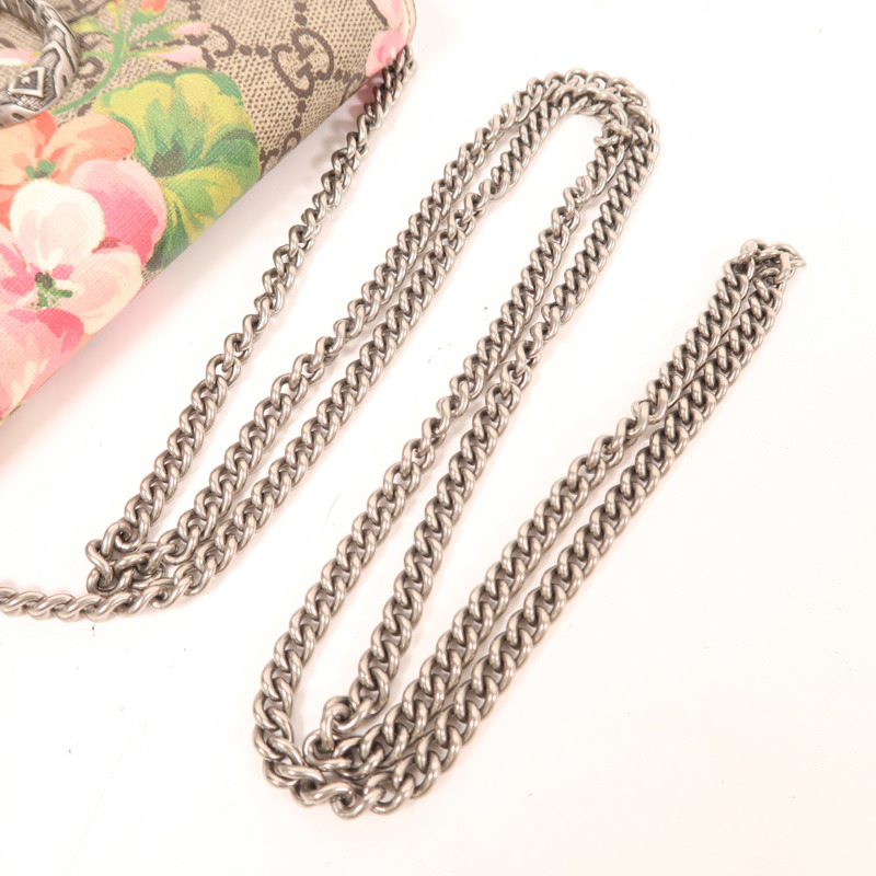 GUCCI 【激減優惠】塗層帆布/麂皮皮革Dionysus Super Mini Blooms銀扣鏈帶肩背袋-6