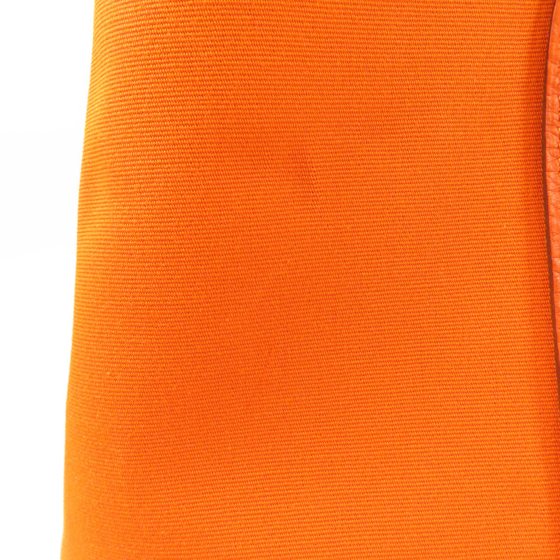 HERMES 帆布Garden Party銀扣手挽袋Orange-11