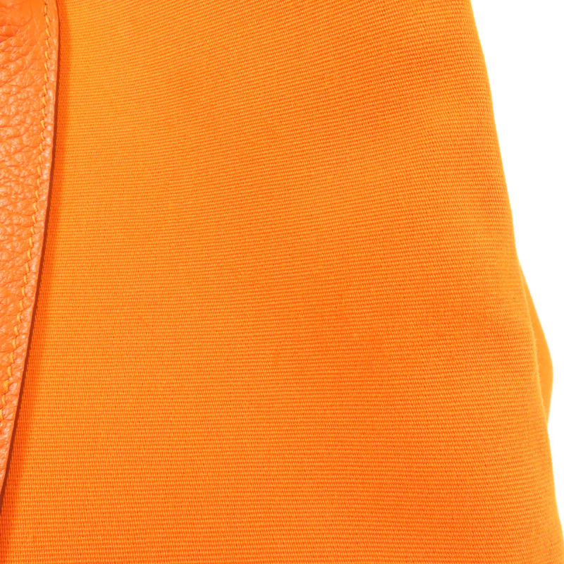 HERMES 帆布Garden Party銀扣手挽袋Orange-13