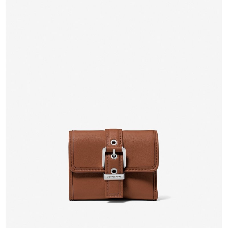 【Michael Kors】專櫃經典款 Colby 皮帶穿扣造型三折零錢短夾-0