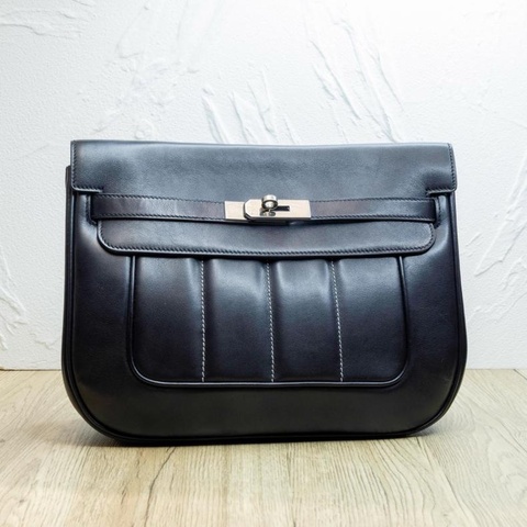 HERMES(愛馬仕) Berline 28 89黑色  銀扣