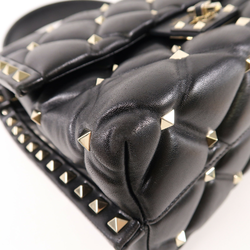 Valentino 牛皮皮革Rockstud Top Handle金扣手挽肩背兩用袋-7