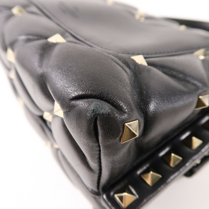 Valentino 牛皮皮革Rockstud Top Handle金扣手挽肩背兩用袋-10