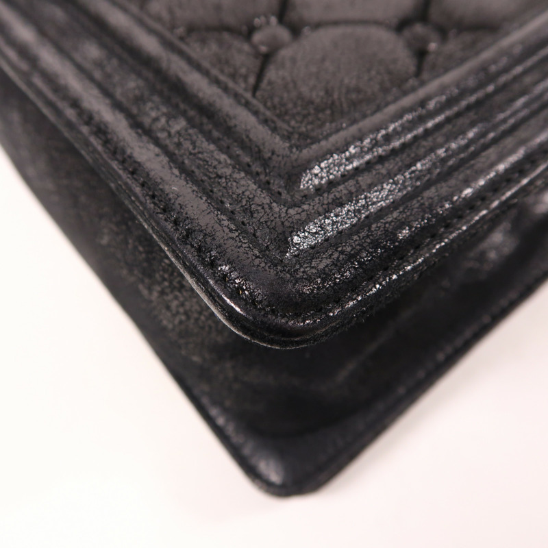 CHANEL 牛皮皮革Boy 25銀扣鏈帶肩背袋-12