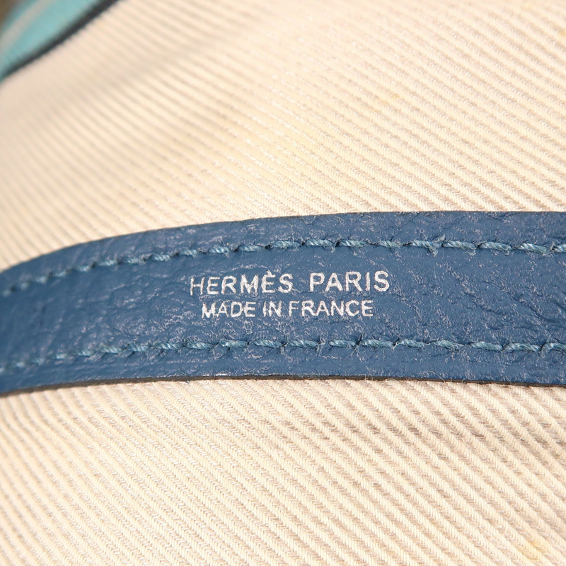 HERMES Negonda皮革Garden Party PM銀手挽袋扣Bleu Agate-6