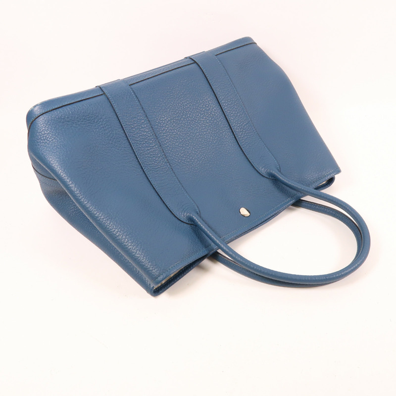 HERMES Negonda皮革Garden Party PM銀手挽袋扣Bleu Agate-8