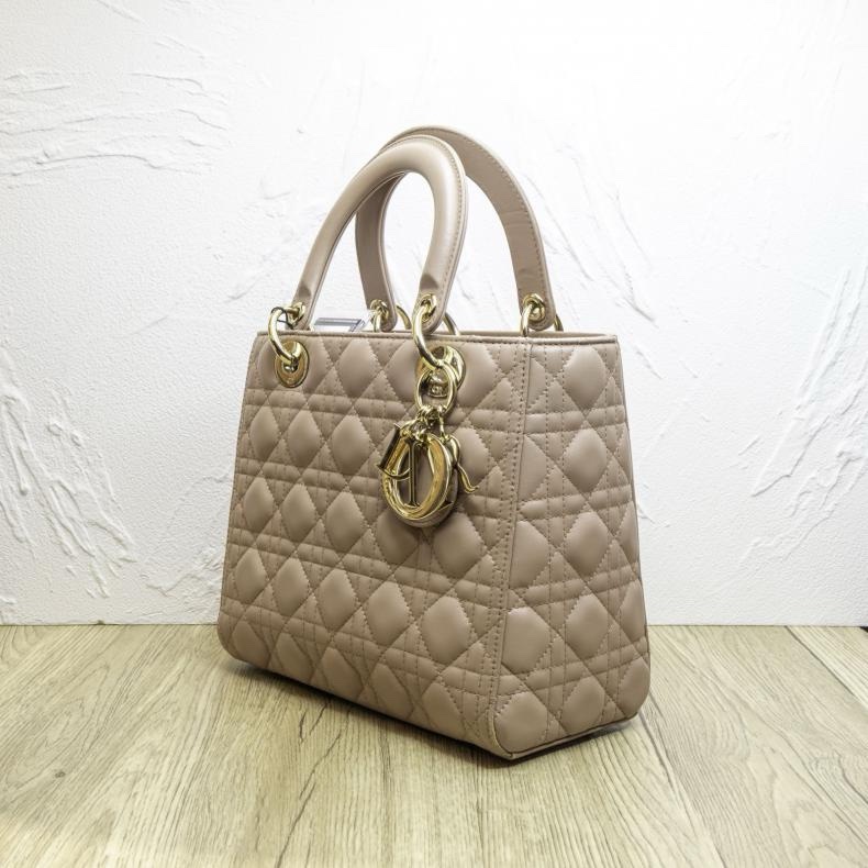 DIOR(迪奧) Lady Dior 戴妃包 五格 豆沙粉-2