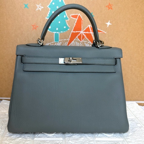 Hermes Kelly bag 愛馬仕凱莉包 32cm 杏仁綠 銀釦