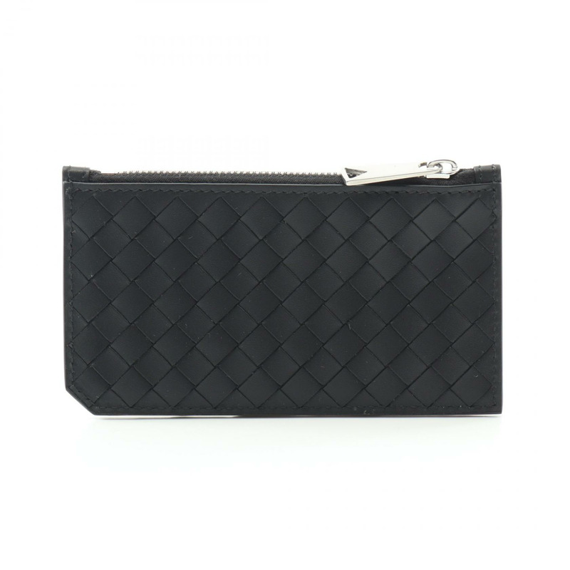 BOTTEGA VENETA Intrecciato Piccolo 拉鍊生物基皮革卡包 805827V4LQ18803 皮革黑色全新男式-0