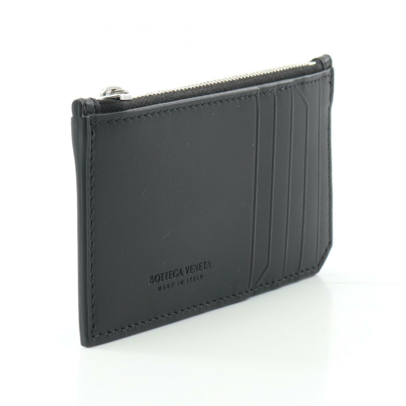 BOTTEGA VENETA Intrecciato Piccolo 拉鍊生物基皮革卡包 805827V4LQ18803 皮革黑色全新男式-1