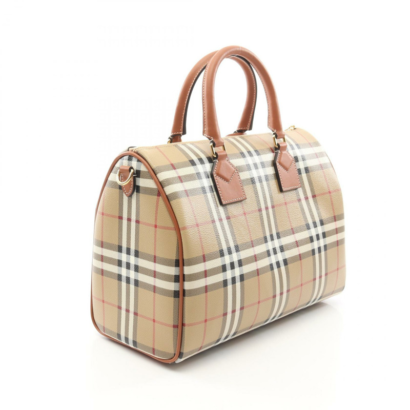 BURBERRY Vintage 格紋手提包 8092085 皮革帆布米棕色新款女款-1