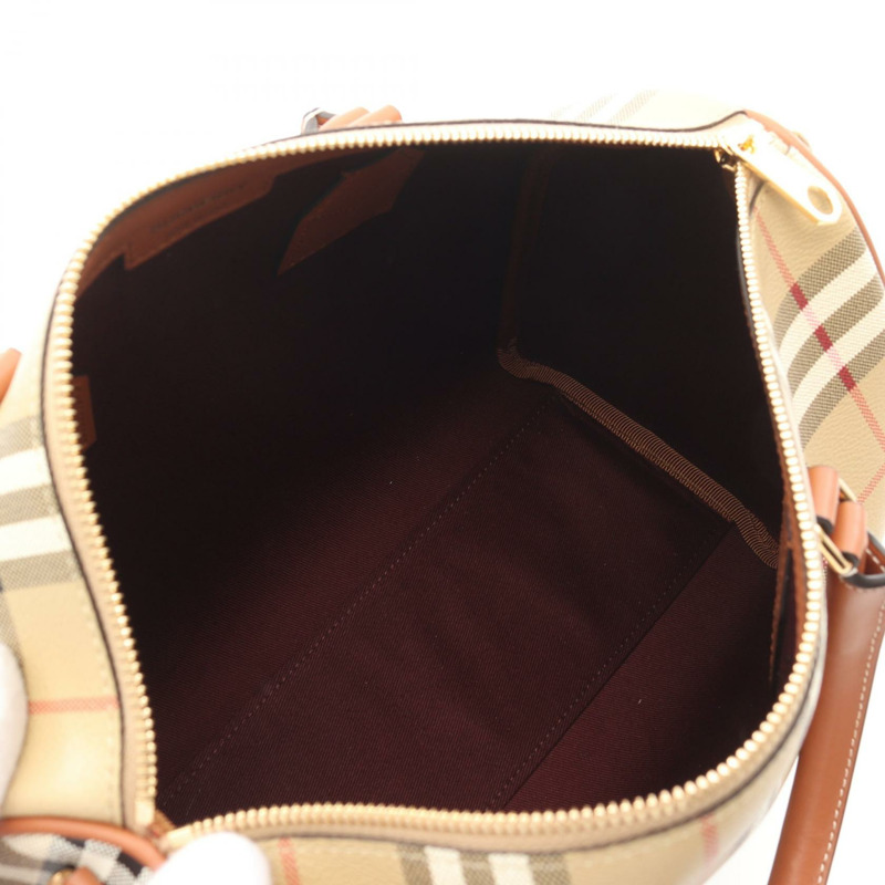 BURBERRY Vintage 格紋手提包 8092085 皮革帆布米棕色新款女款-2