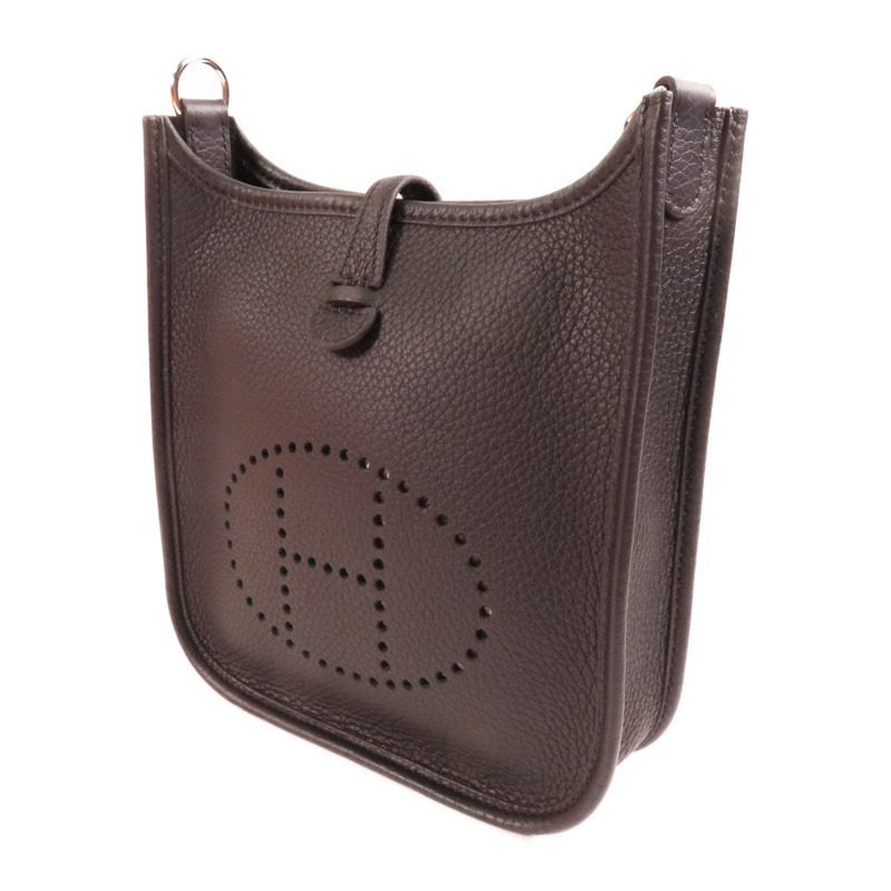 HERMES Clemence皮革Evelyne TPM銀扣肩背袋89 Noir-2