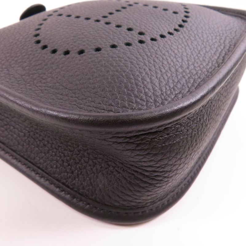HERMES Clemence皮革Evelyne TPM銀扣肩背袋89 Noir-4