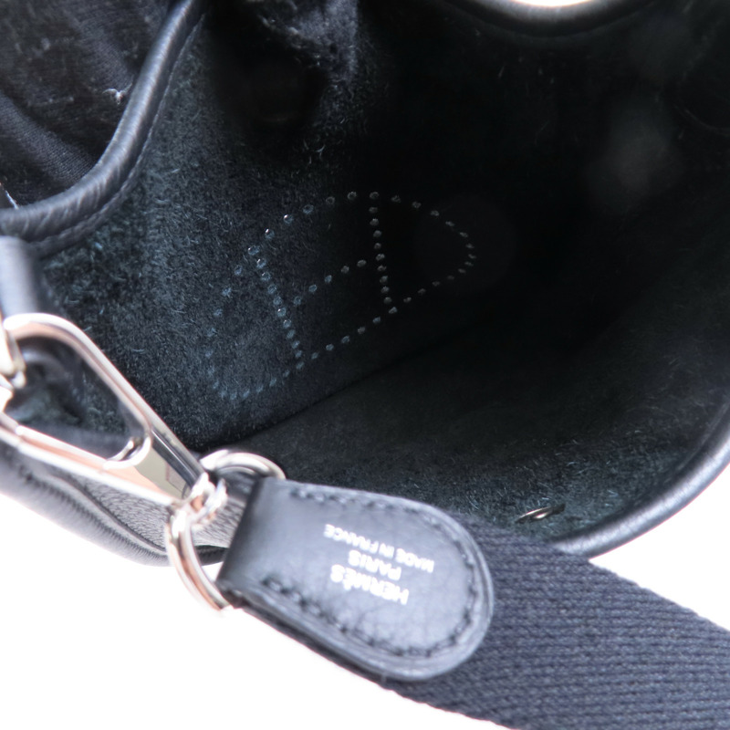 HERMES Clemence皮革Evelyne TPM銀扣肩背袋89 Noir-10