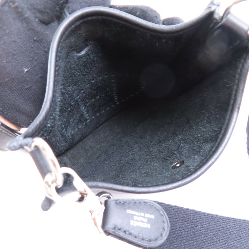 HERMES Clemence皮革Evelyne TPM銀扣肩背袋89 Noir-11