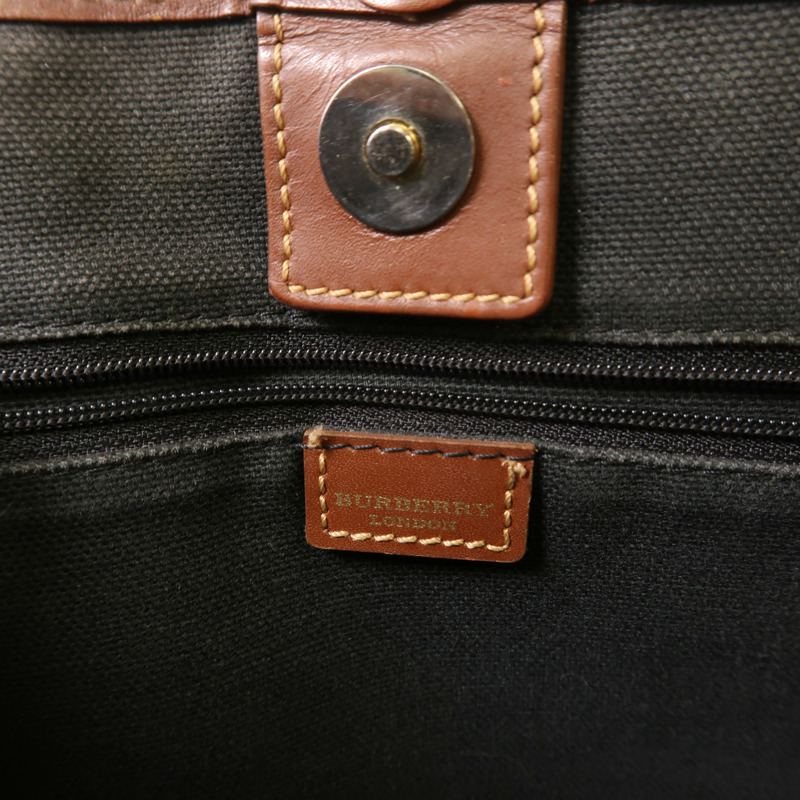 BURBERRY 塗層帆布/牛皮皮革Tote Bag銀扣手挽袋-10