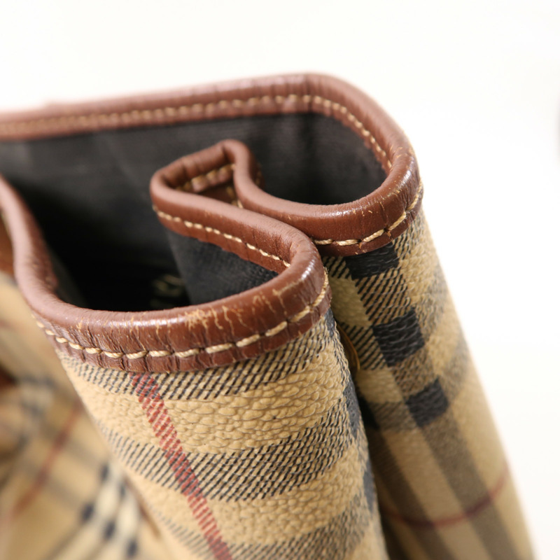 BURBERRY 塗層帆布/牛皮皮革Tote Bag銀扣手挽袋-17