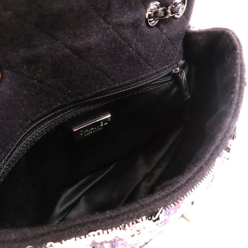 CHANEL 【激減優惠】珠片Sequin Flag Bag銀扣鏈帶肩背袋-4